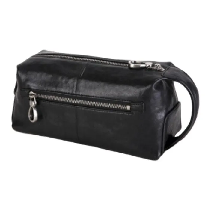 VIHUS Top Grain Cow Leather Clutch Men's Black-2