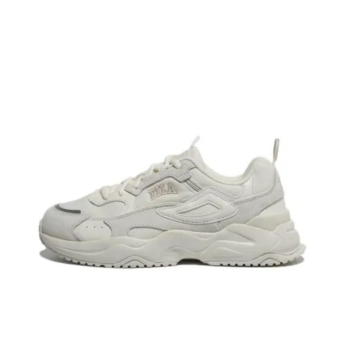 FILA Cushioned Wear Resistant Breathable Low Top Casual Shoes Unisex Ecru Korean Style