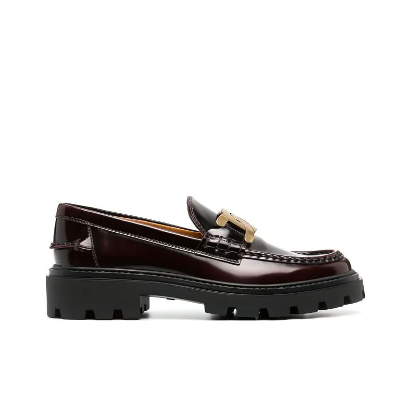 TOD'S Logo plaque Leather Loafers Women's-1