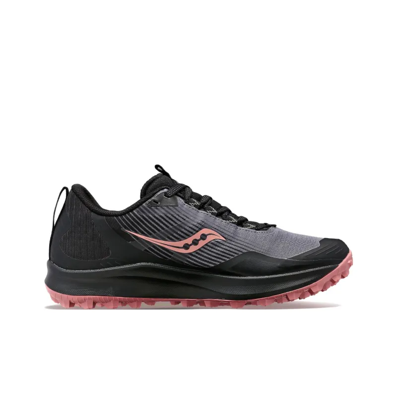 Saucony Peregrine 12 Cushioning, Slip Resistant, And Abrasion Resistant Low Top Running Shoes Women's Black Pink-1