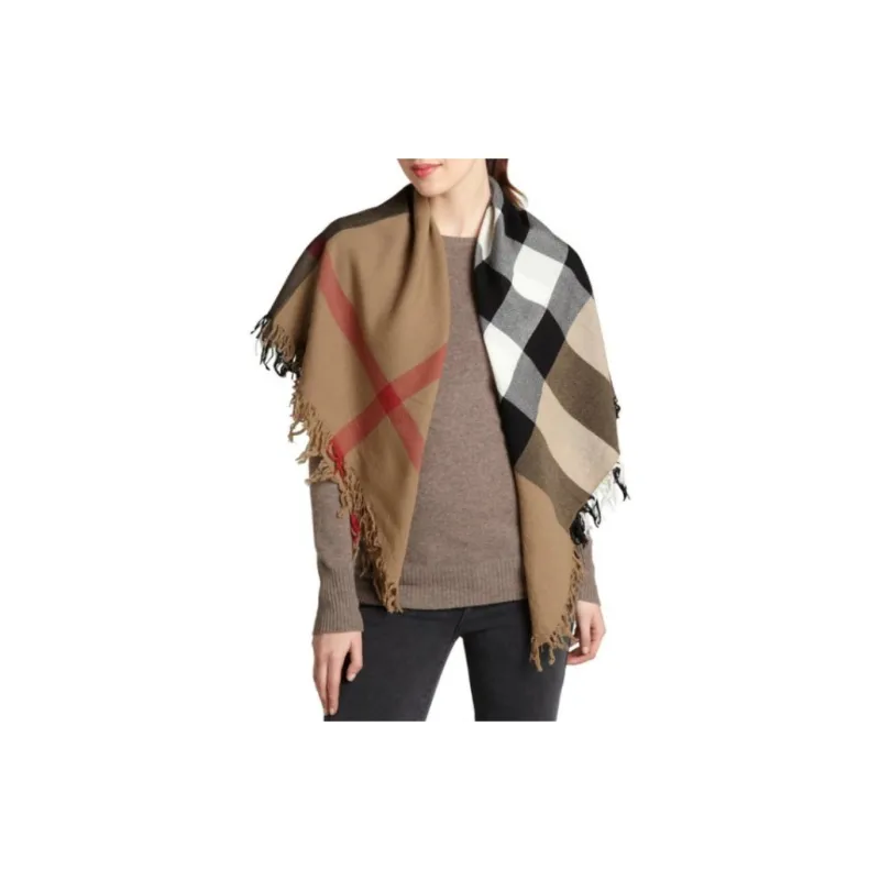 Burberry Wool Knit Scarves Unisex Camel-4