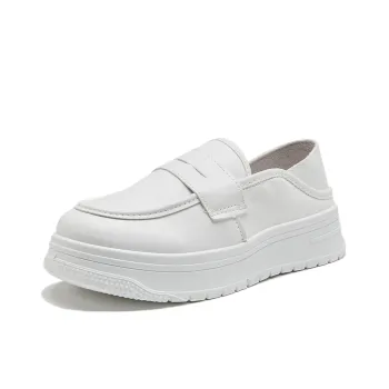 Komanic Short Women's Platform Height Increasing Small Leather Shoes White Sneakers Medium Heel Women's White