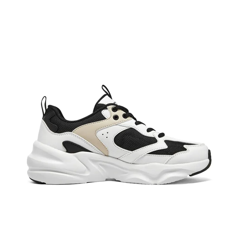 Skechers Treading Waves Anti Slip Wear Resistant Low Top Casual Shoes Women's White Black Beige-1