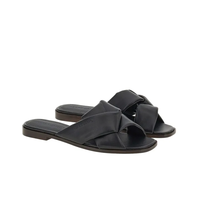 FERRAGAMO Knot-detail Leather Slides-2