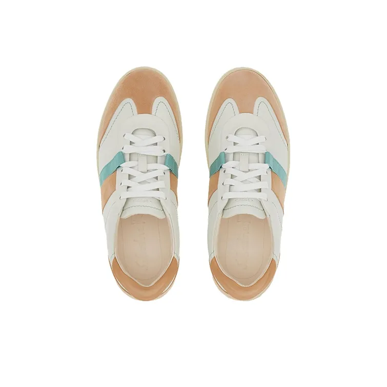 FERRAGAMO Low Top Stylish Skateboarding Shoes Women's White Umber-2