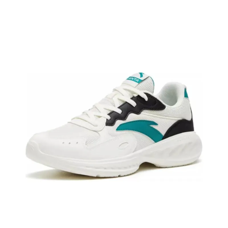 Anta Cushioned Slip Resistant Abrasion Resistant Low Top Running Shoes Men's White Green Black-3