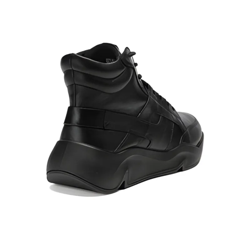 Ecco Anti-Slip Wear-Resistant High-Top Chunky Sneakers Black-3