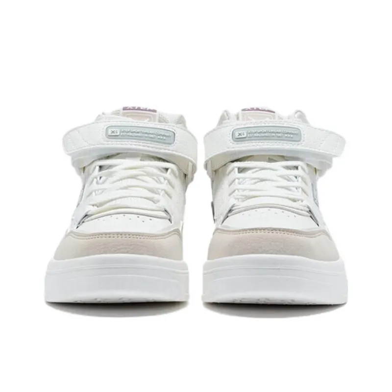 XTEP Warm Anti Slip And Wear Resistant Mid Top Skateboard Shoes Women's White Purple-3