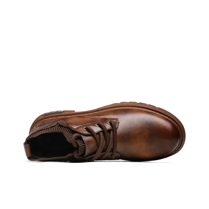 ZUTING Men's Casual Shoes Men Low Top Brown/Black-1