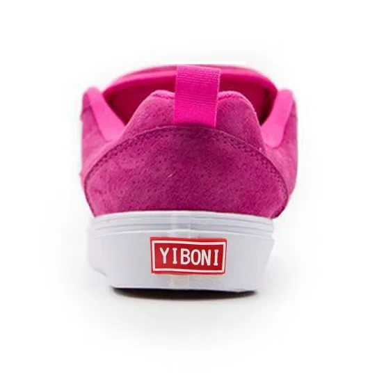 YIBONI Slip Resistant Coverage Low Top Skateboard Shoes Unisex Rose Red-5