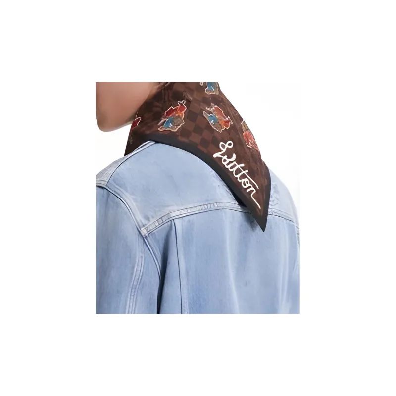LOUIS VUITTON Silk Scarf Unisex Multicolor/Blue/Brown-2