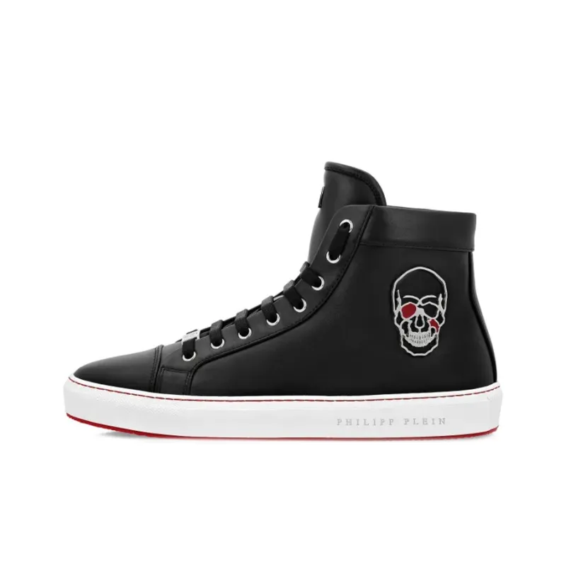 PHILIPP PLEIN High Top Stylish Skateboarding Shoes Men's Black-0