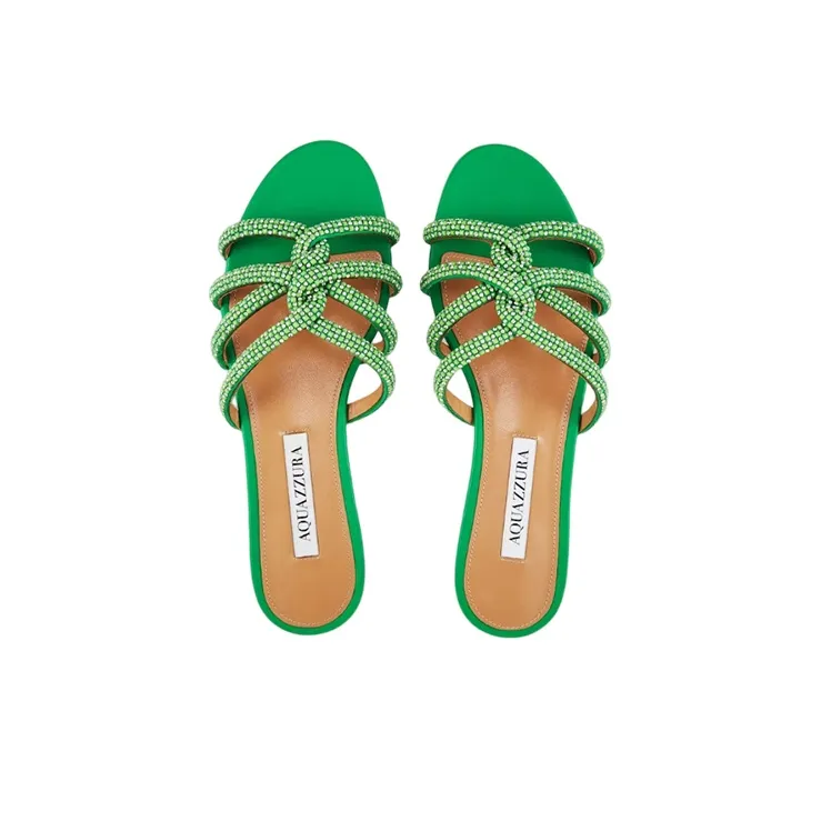AQUAZZURA Crystal-embellished Flat Mules-2