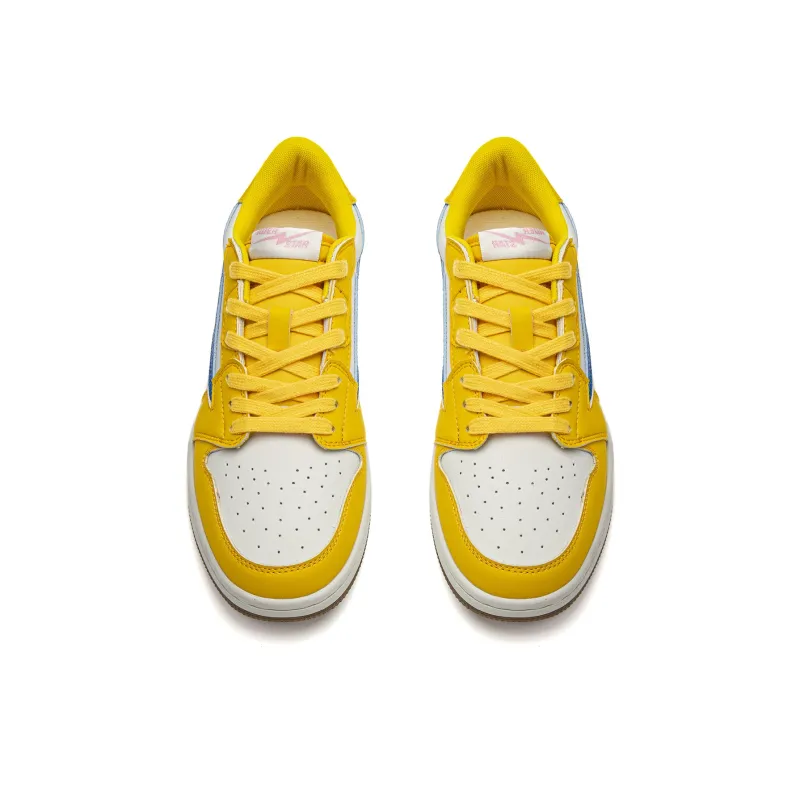 ADERSTAR Anti-Slip Wear-Resistant Lightweight Breathable Low-Top Skateboard Shoes Unisex Yellow Blue-2