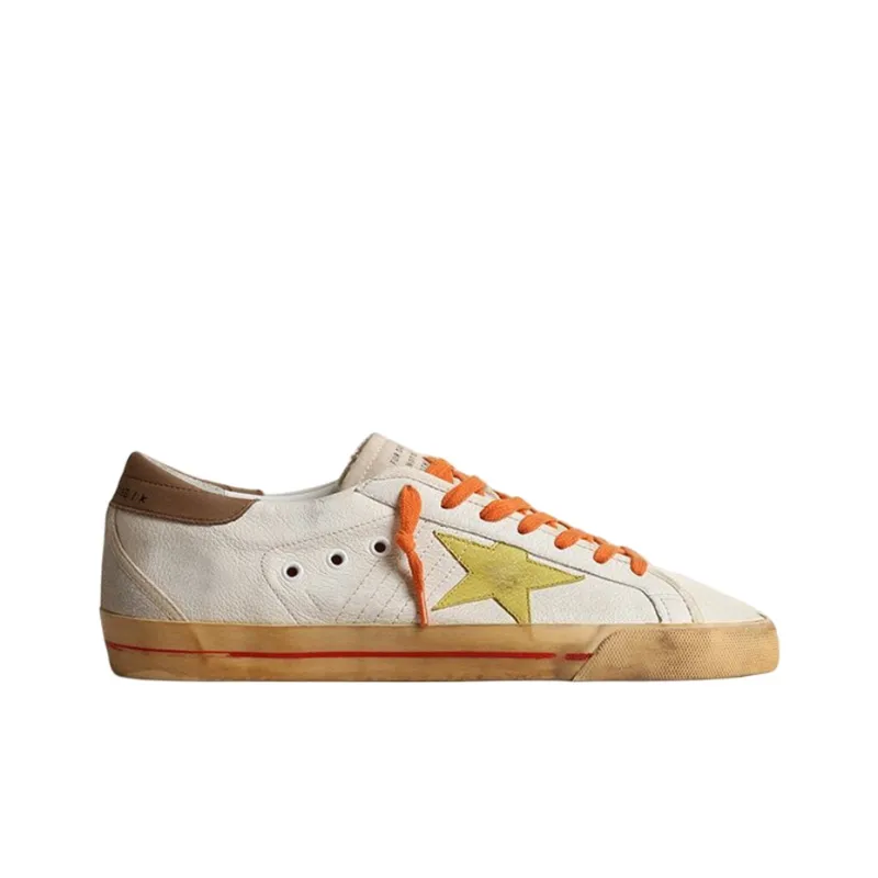 Golden Goose Stylish Skateboarding Shoes Men's White Orange Vintage Version-1