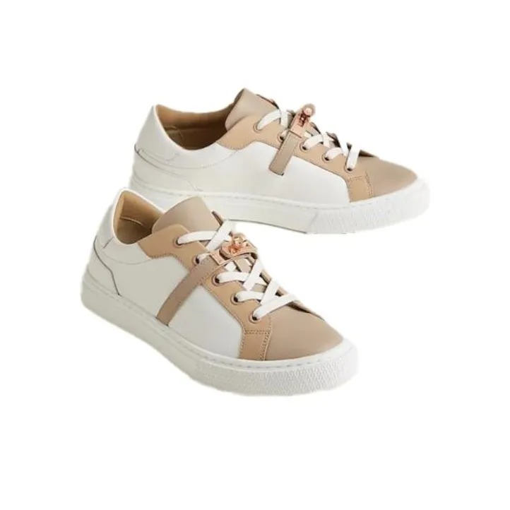 HERMES Stylish Skateboarding Shoes Women's White Umber-4