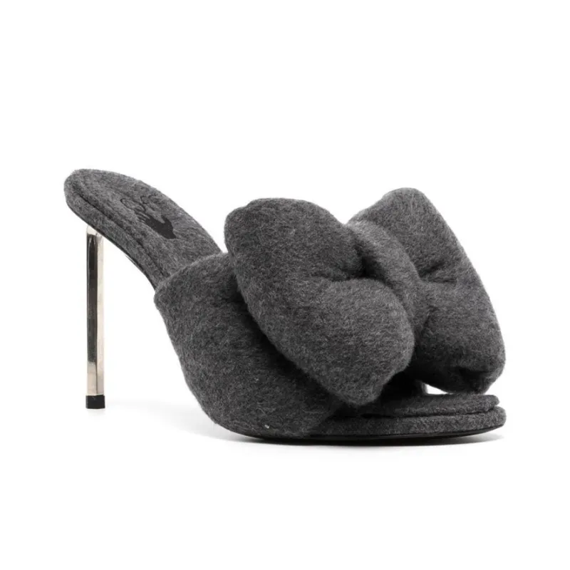 OFF-WHITE Genuine Leather Sole Slide Slippers Women's Gray-2