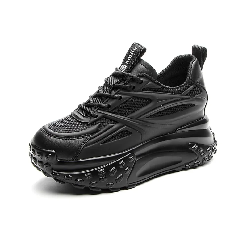 Shangjinni Breathable Lightweight Height Increasing Mid Top Chunky Sneakers Women's-0