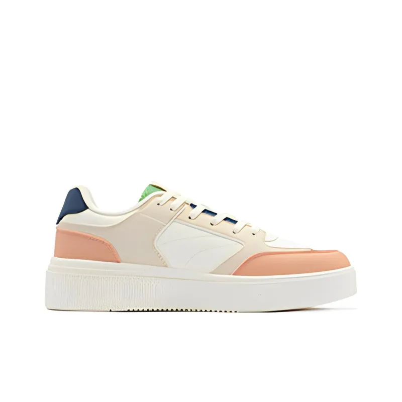 361° Joyfulness Anti Slip Wear Resistant Low Top Skateboard Shoes Women's White Orange Blue-1