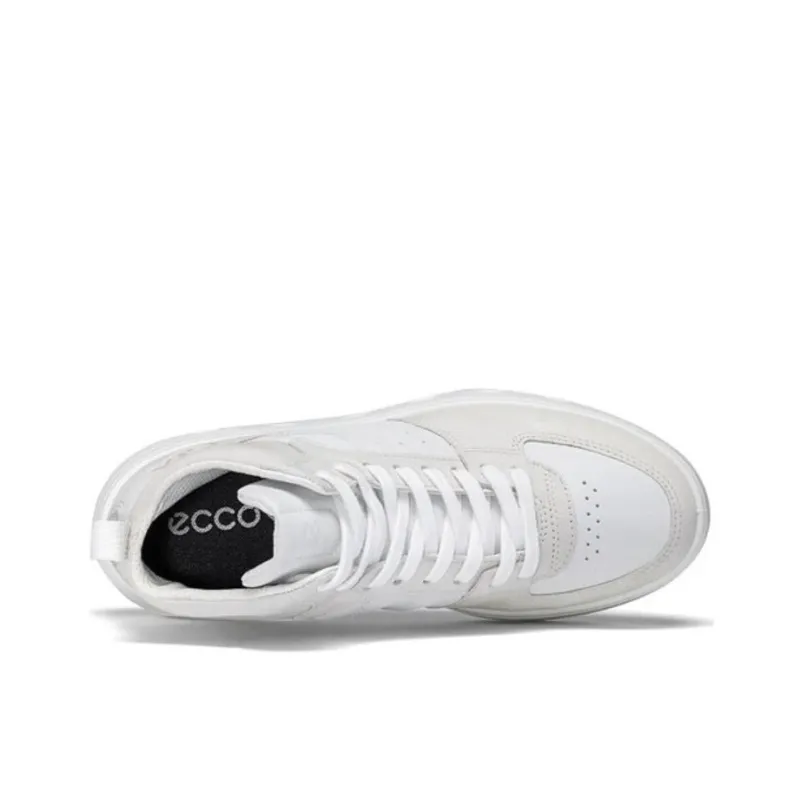 Ecco High Top Stylish Skateboarding Shoes Women's White-3