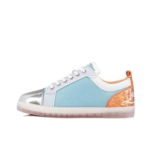 Christian Louboutin Skateboard Shoes Men Low-Top Silver Blue