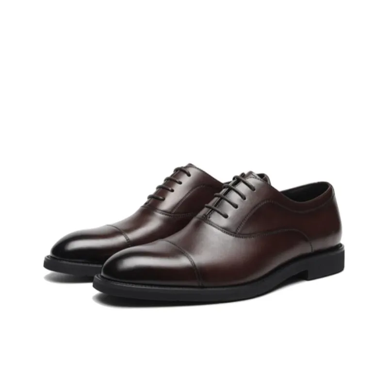 HLA Dress Shoes Men Low Top Black/Brown-1