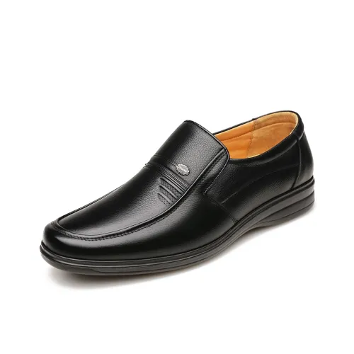 HUANAI Dress Shoes Men Low-Top Black