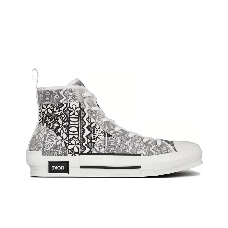 DIOR And Shawn B23 High Top Black White Embroidery-1