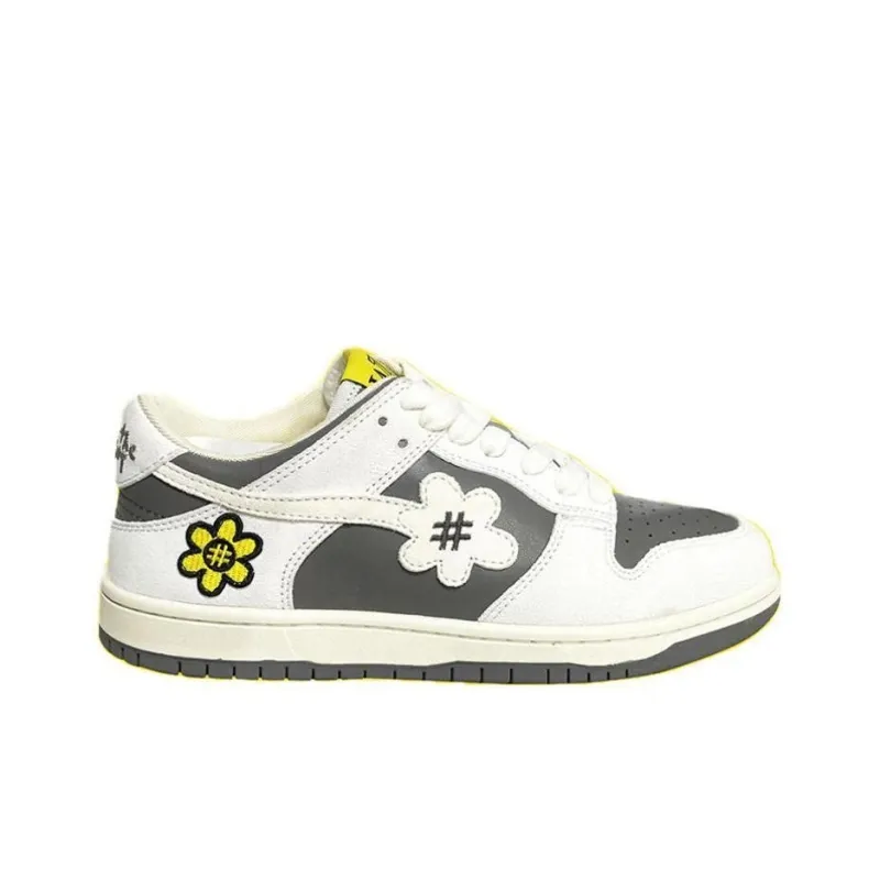 WATER THE PLANT Low Top Skateboard Shoes Unisex White Brown-1