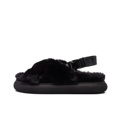 Moncler Solarisse Faux-fur Flat Sandals