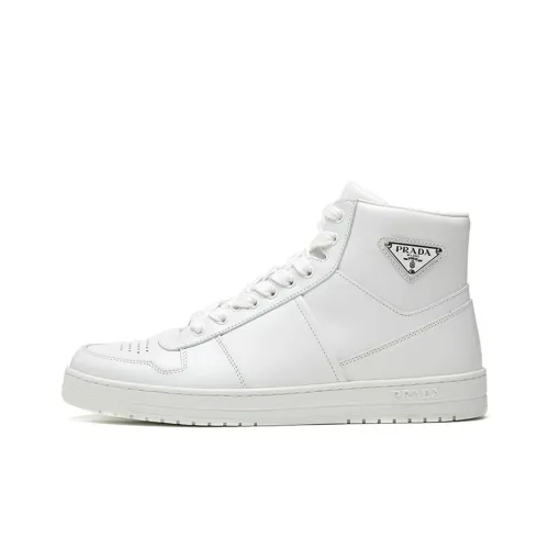 PRADA Skateboard Shoes Men High-Top White