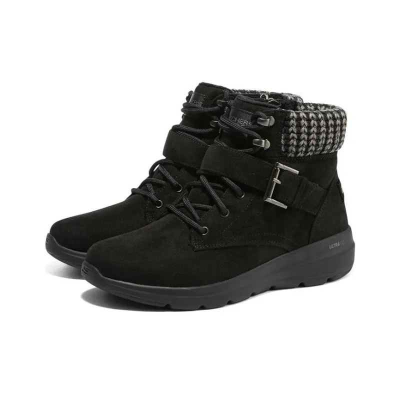 Skechers Glacial Ultra Ankle Boots Women's Black Gray Color-2