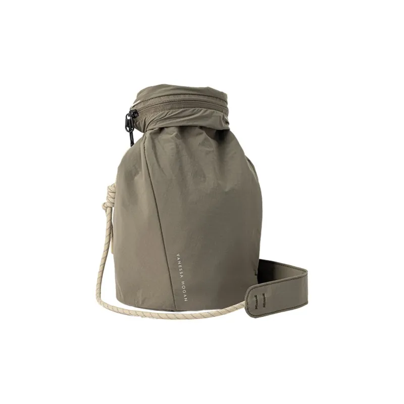VANESSA HOGAN Fabric Crossbody Bag Unisex Gray Green/Khaki-9