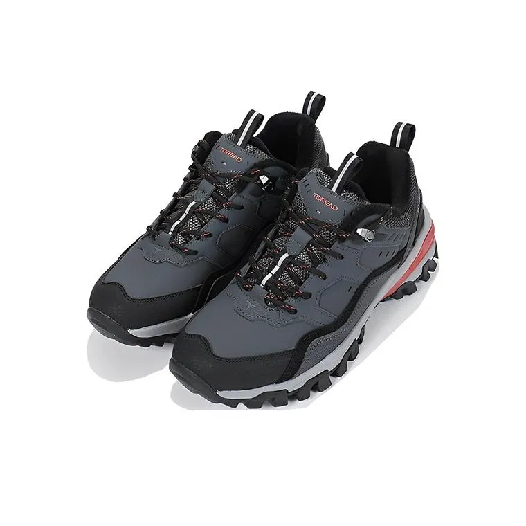 TOREAD Cushioning, Slip Resistant, And Abrasion Resistant Low Top Travel Mountaineering Outdoor Shoes Men's Gray Red-2