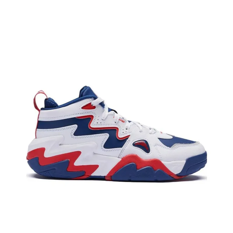 361° Cushioning Wear Resistant Mid Top Casual Shoes Men's White Blue-1