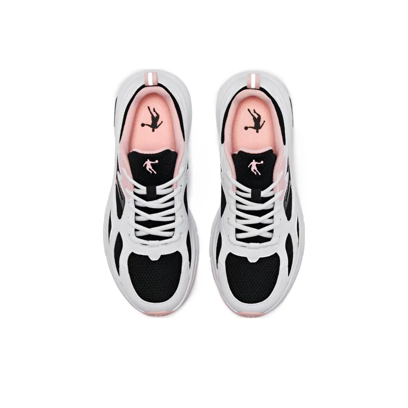 QIAODAN Cushioning Slip Resistant And Abrasion Resistant Low Top Sprint Running Shoes Women's Black Pink-4