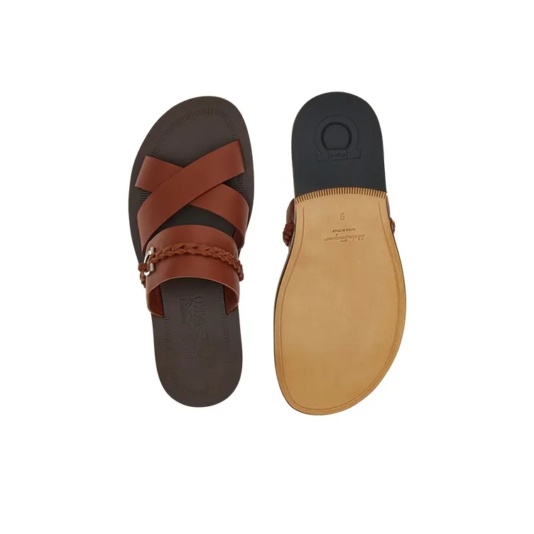 FERRAGAMO Slide Slippers Men's Burgundy-4