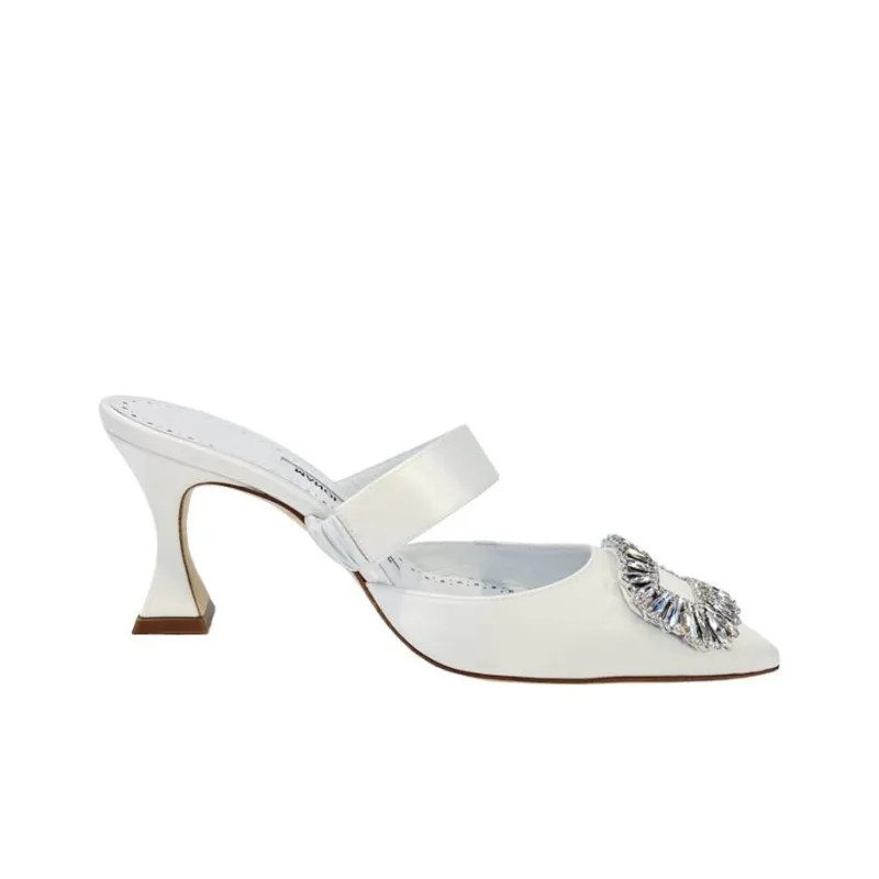MANOLO BLAHNIK Wrap-toe Slippers Women's White-1