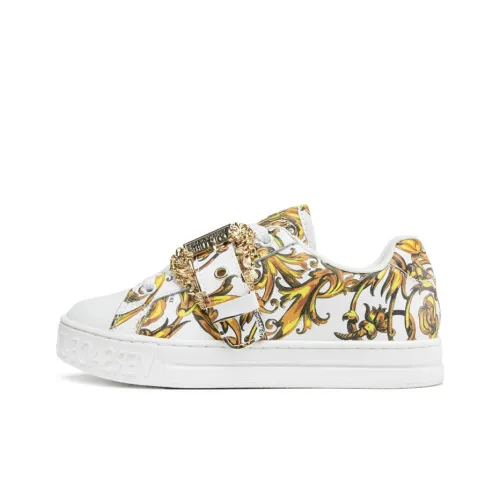 Versace Women's Buckle Sneakers 'Baroque Print - White Gold'