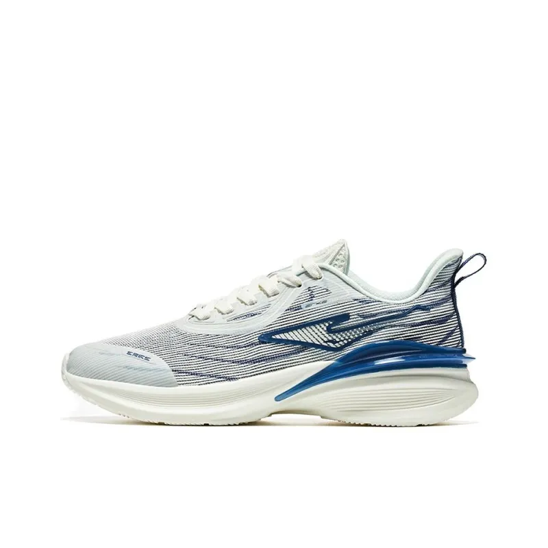 Erke Cushioning Anti Slip And Wear Resistant Low Top Running Shoes Men's White Blue-0