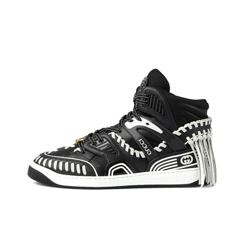 GUCCI Slip-Resistant High-Top Skateboard Shoes Men's Black-0