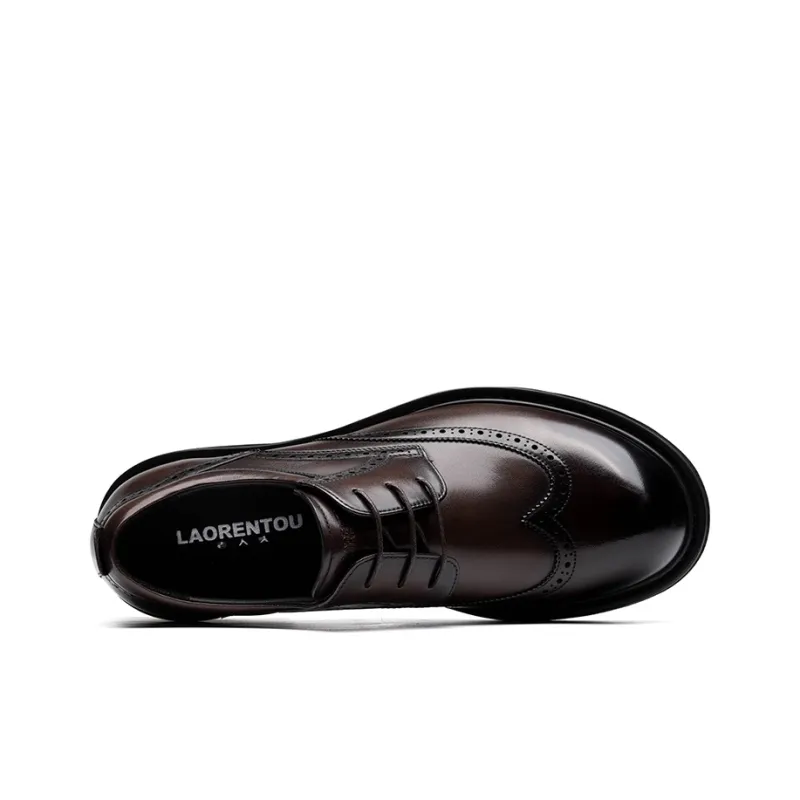 LAORENTOU Men's Casual Shoes Men Low Top Black/Dark Coffee-8