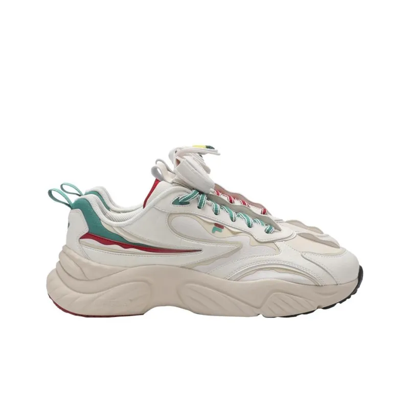 FILA FUSION Good Luck Dumpling Cushioning Anti-Slip And Wear-Resistant Low-Top Casual Shoes Women's White Gray Green-2