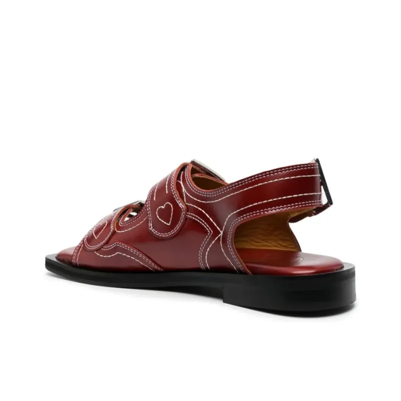 GANNI One Strap Sandals Women's Red-3