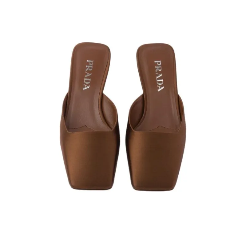 PRADA Square-toe Satin Mules-3