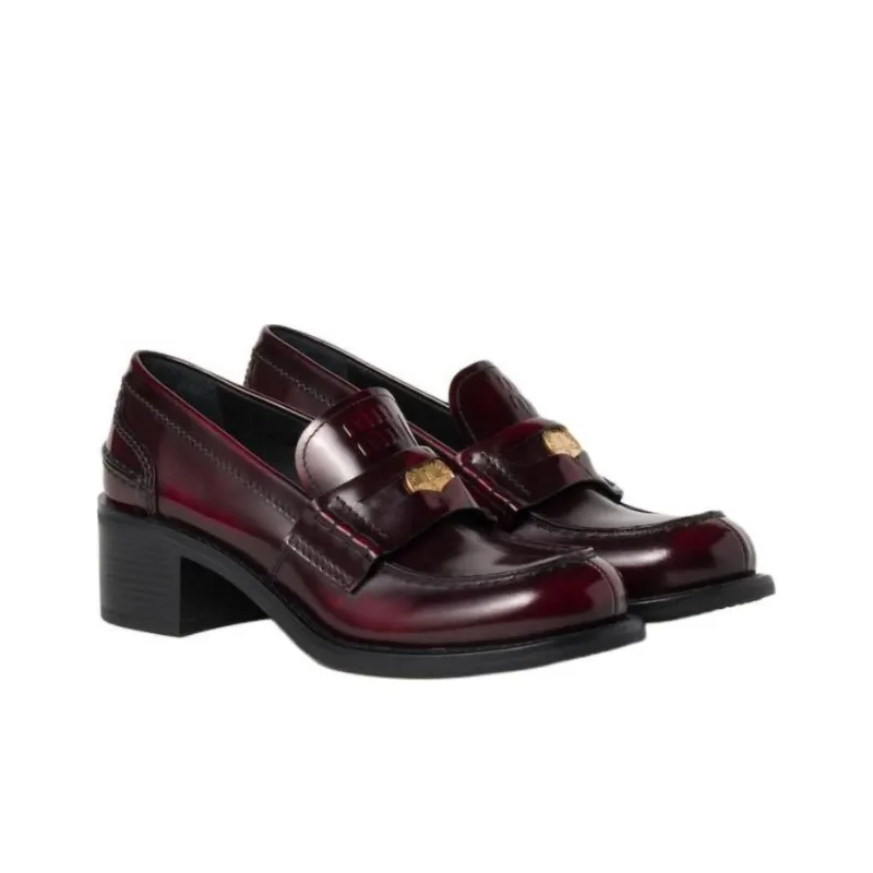 MIU MIU New Year Collection Loafers 5cm Women's Dark Red-2