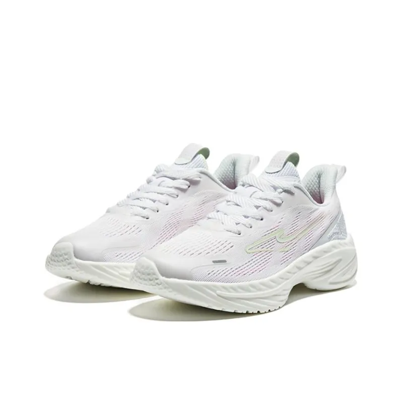 Erke Cushioning Anti Slip And Wear Resistant Low Top Running Shoes Women's White Pink-2