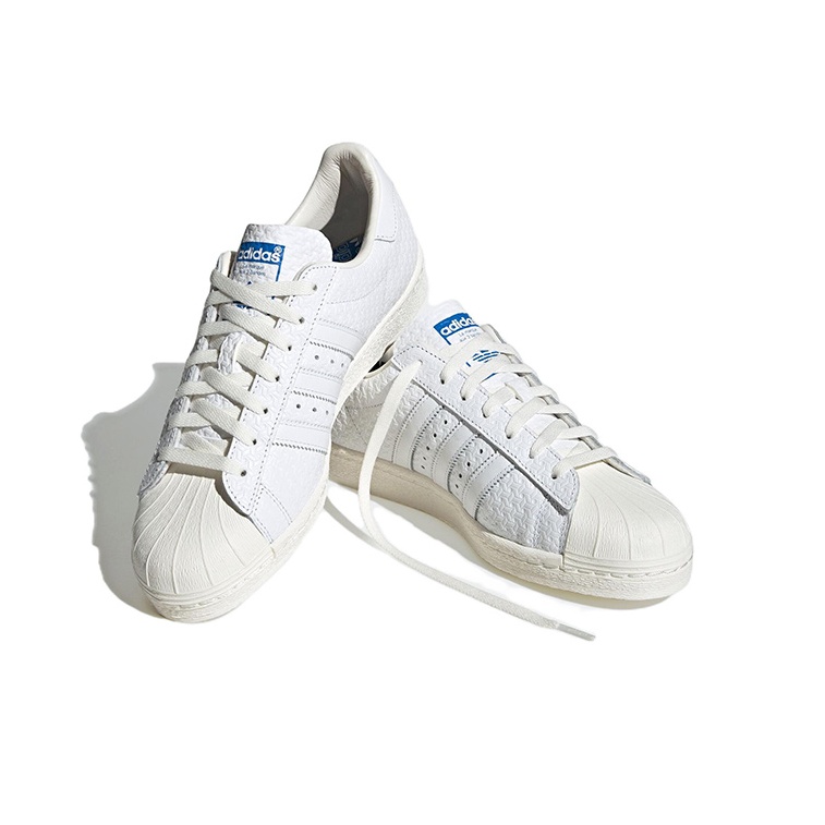 Adidas Originals Superstar 82 Debossed Geometric Print White Blue POIZON