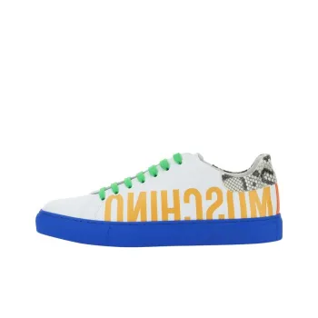 MOSCHINO Stylish Skateboarding Shoes Men's White Yellow