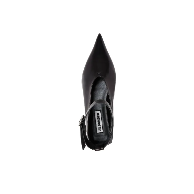 JIL SANDER Crystal-embellished Leather Ballerina Shoes-3
